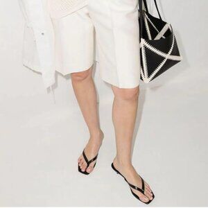 Wansseny Black Thong Open Toe Low Heel Flip Flops Slip on Summer Beach Sandals